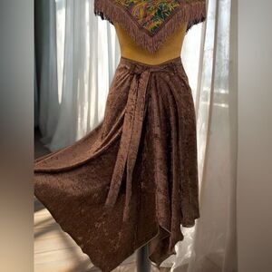 Y2K Whimsigoth Romance Witchy Hankerchief Asymmetrical Hemline Velvet Mini Skirt